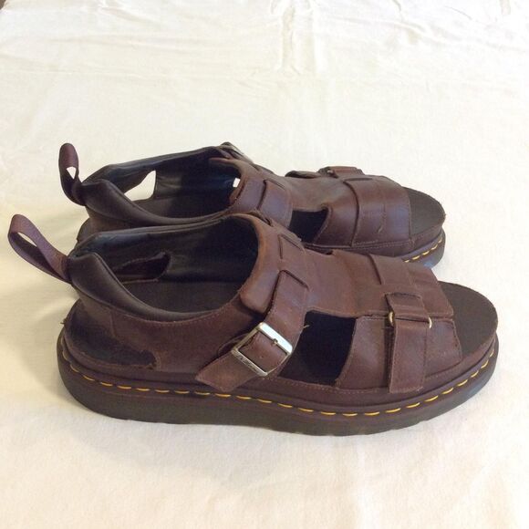 DR MARTENS HAYDEN MEN 13 BROWN LEATHER FISHERMAN SANDALS PLATFORMS CHUNKY Y2K - Picture 3 of 8
